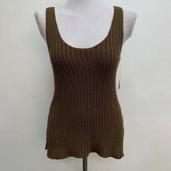 Ralph Lauren Tank Sweater Petite Medium Olive Green Sleeveless NWT - Picture 1 of 7